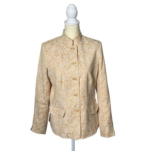 Dialogue Elegant Cream Floral Women's Button Front Jacket/Blazer Women's Size S - Picture 1 of 16
